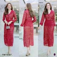 ราคา The Perfect Ladies ชุดเดรส MAXI เดรสยาวลูกไม้ แต่งขนนก .. สีแดง (1730019107825355202)