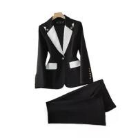 ราคา ชุดกางเกงผู้หญิง แฟชั่น สีแดง สีดำ และสีเบจ ชุด 2 ชิ้น เหมาะสำหรับสาวออฟฟิศ ชุดทำงานธุรกิจหญิง ชุดทางการ เสื้อแจ็คเก็ตเบลเซอร์และกางเกง (1731283821074220889)