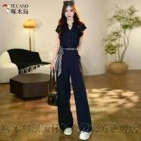 ราคา ชุดจั๊มสูทแฟชั่นนกหัวขวาน สไตล์ 2025 ฤดูร้อน มาใหม่ มีสไตล์ กระชับสัดส่วน ไซส์เล็ก กางเกงขากว้างชิ้นเดียว (1732144062208181654)