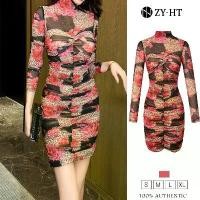 ราคา เดรสผู้หญิง เดรสสีชมพู แขนยาว เดรสตาข่าย เดรสลายดอกไม้ เดรส Hiso เดรสวินเทจ เดรสฝรั่งเศส 20791 (1731076907064068179)