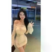 ราคา เดรส เปิดไหล่ แขนยาว สำหรับผู้หญิง สไตล์ฤดูใบไม้ร่วงและฤดูหนาว น่ารักและเซ็กซี่ เดรสลูกไม้ รัดรูป เดรสสั้น มีรายละเอียดลูกไม้ 1 ชิ้น (1732158548170147556)
