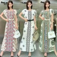 ราคา เดรส แขนสั้น ผ้าลินิน รัสเซีย เอว-รัดรูป พิมพ์ลายดอกไม้ เดรสยาว เดรสทรงเอ สไตล์โบฮีเมียน (1731767028765132657)