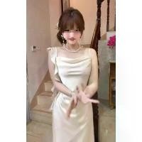 ราคา เดรสสายเดี่ยวผ้าซาติน สไตล์ฝรั่งเศส เรียบหรู เดรสยาว รัดรูป ขอบระบาย สวยไม่ซ้ำใคร เหมาะสำหรับวันหยุดที่ชายหาด ชุด ปาเต๊ะ เดรส เรียบร้อย (1731732773335172288)