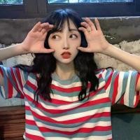 ราคา เสื้อยืดแขนสั้นลายสายรุ้งทรงหลวม สไตล์เกาหลี มาใหม่ สำหรับนักเรียนหญิง เสื้อครอป เทรนด์ Ins ฤดูร้อน 2024 (1731335365253629111)