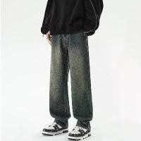 ราคา กางเกงยีนส์ผู้ชาย สไตล์เรโทร กางเกงยีนส์ทรงตรง ทรงหลวม สไตล์ฮ่องกง ลำลอง ล้างได้ เทรนด์ ลำลอง ขากว้าง กางเกงขายาว Man Clothing Jeans ผ้าฝ้าย ผ้าไหม ฟ้า ราคา โรงงาน (1730988262108597054)