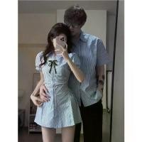 ราคา ชุดคู่รัก ดีไซน์ไม่ซ้ำใคร เสื้อเชิ้ตแขนสั้น สไตล์เกาหลี ชุด unisex สไตล์ฝรั่งเศส กระโปรงหนึ่งตัว เสื้อเชิ้ตหนึ่งตัว เทรนด์ Ins เหมาะสำหรับการจับคู่ชุด (1732131957101462539)