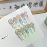 ราคา เล็บสวมใส่ได้, ฤดูร้อน, ทำด้วยมือ, ระดับไฮเอนด์, เพ้นท์เล็บด้วยมือ, เล็บปลอมสดสำเร็จรูป, ถอดออกได้, [เกลือทะเลมิ้นต์] ไม่มีซิลิโคน ไล่โทนสีเพชรขนาดเล็ก + น้ำตาลหินจิ๊บจ๊อยทอง การ (1731837925845861409)