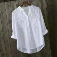 ราคา เสื้อเชิ้ตสีขาวสำหรับผู้หญิง สไตล์ยุโรปและอเมริกา แขนสามส่วน ดีไซน์ใหม่และหลวม ลำลอง เสื้อคอวี [COD] แฟชั่น แขนยาว อิสลาม เสื้อ คอบัว (1731321304330241320)