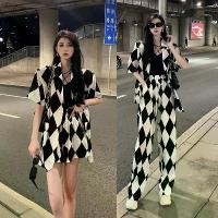 ราคา ชุดลำลองลายสก๊อตขาวดำ สไตล์เกาหลี เสื้อสูทตาข่ายเพชรบางฤดูร้อน กางเกงขากว้าง สำหรับผู้หญิง อเนกประสงค์ Women Clothing Lady ชุด เซต เสื้อ ขาว ชุด ไหม เสื้อ ขาว ชุด ผ้า เซ็ต (1730647107686795866)