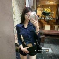 ราคา เสื้อเชิ้ต แขนสามส่วน สไตล์เกาหลี สไตล์สาวฮอต เซ็กซี่ สีพื้น กันแดด สำหรับผู้หญิง ฤดูใบไม้ร่วง เอวกระชับสัดส่วน เสื้อสั้น สไตล์อิน (1731586394154501452)