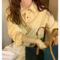 ราคา เสื้อเชิ้ต สไตล์เกาหลี สีพาสเทล อเนกประสงค์ สีพื้น เรียบหรู ปก กระดุมแถวเดียว แขนยาว (1731152292332603800)