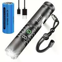 ราคา ไฟฉาย LED, 1 ทรงพลังและสว่างเป็นพิเศษ, ชาร์จใหม่ได้, 3 โหมด, ชาร์จ USB, ฟังก์ชั่นซูม, แบตเตอรี่ 26650, จอแสดงผลพลังงาน, เหมาะสำหรับสถานการณ์ฉุกเฉิน, แคมป์ปิ้ง / ล่าสัตว์ / ฉุกเฉิ (1732163665710712141)