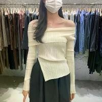 ราคา เสื้อปาดไหล่ แขนยาว ฤดูใบไม้ร่วง สลิมมิ่ง อเนกประสงค์ แฟชั่น ชายเสื้อแยก ผ้าถัก บาง ลำลอง (1732002432742819085)