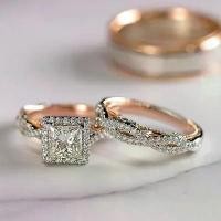 ราคา ชุดแหวนเพชรห้องปฏิบัติการคู่, ทองคำสีกุหลาบ 18K, สำหรับผู้หญิงและผู้ชาย, แหวนวงปาร์ตี้และงานแต่งงาน, เครื่องประดับหมั้น, เหมาะสำหรับการสัญญา แหวน พลอย ครึ่ง สลึง (1731817160555333346)