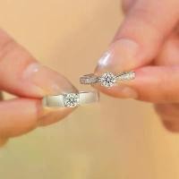 ราคา แหวนหมั้น, เพชรเทียมสไตล์จำลอง, ชุบทอง 18K, แหวนคู่, 50 จุดหรือ 70 จุด Moissanite, แหวนคู่หัวใจแปดลูกศร แหวน พลอย ครึ่ง สลึง (1731844996431251170)