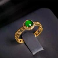 ราคา แหวน Jadeite, ธรรมชาติอาเกตเกรด A, ประเภทน้ำแข็งสูง, ฝังด้วยทองโบราณและเพชร, งานฝีมือลูกไม้ที่สวยงาม, สำหรับความมั่งคั่ง แหวน กังหัน แชกงหมิว แท้ (1731940939729962285)