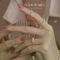 ราคา GLAMORแหวนเงินแท้ Four Pearls แหวน แหวนไข่มุก แหวนแฟชั่น แหวนปรับขนาดได้ สไตล์ใหม่ ขายดี (1732198960349480813)