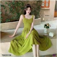 ราคา Garden Clothes ชุดเดรส MAXI DRESS เดรสยาว จับจีบ กระโปรงเอวจับจีบรอบ สีเขียว (1732225632303614655)