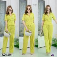 ราคา Garden Clothes ชุดเซ็ท SET 2 ชิ้น #สาวอวบ เสื้อรูดหน้า + กางเกงขายาว .. สีเขียวมะนาว (1732225626272205503)
