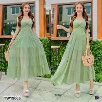 ราคา Garden Clothes ชุดเดรส เดรสยาว แขนกุด ผูกสายไหล่ .. สีเขียวอ่อน (1732218729324513983)
