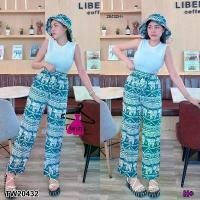 ราคา Garden Clothes ชุดเซ็ท SET 3 ชิ้น เสื้อกล้าม + กางเกงขายาวลายช้าง ผูกเอว + หมวกบัคเก็ต สีเขียว (1732218759952239295)
