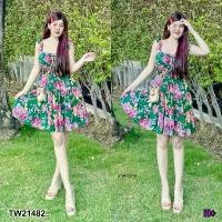 ราคา Garden Clothes ชุดเดรส มินิเดรส สายเดี่ยว ระบายแขน กระโปรงระบาย 3 ชั้น .. สีเขียว (1732218730010413759)