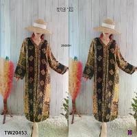 ราคา Garden Clothes ชุดเดรส ชุดเดรสคอวี ทรงปล่อย แขนยาวปล่อยปลายแขน .. สีลาย 12 (1732218737179921087)