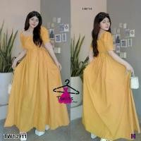 ราคา Garden Clothes ชุดเดรส แม็กซี่เดรสคอเหลี่ยมเจาะเอวรูดเชือก#รวม6 สีเหลือง (1732218737968712383)