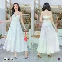 ราคา Garden Clothes ชุดเดรส แม็กซีเดรส สายเดี่ยว กระโปรงแต่งระบาย 3 ชั้น .. สีขาว (1732225634035862207)