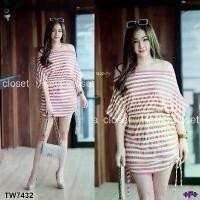 ราคา Garden Clothes ชุดเดรส เดรส สาวอวบ ปาดไหล่ รูดสายข้าง สีชมพู (1732218809902271167)