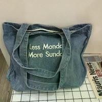 ราคา COD. Original Embroidered Korean Style Ins Washed Denim Fashion All-Match muter Early Eight Shoulder Portable Denim Tote Women's Bag (1732210076229010488)