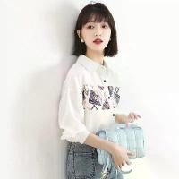 ราคา เสื้อเชิ้ตสไตล์เกาหลี สีขาว แขนยาว fashion design สินค้าขายดี (1731739246819051259)
