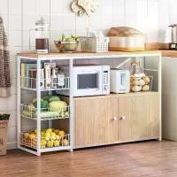 ราคา ชั้นนวางของในครัว ชนิดไม้+โครงเหล็ก ชั้นวางของอเนกประสงค์ ชั้นเก็บของ ชั้นวางไมโครเวฟ โต๊ะวางของ ชั้นวาง kitchen organizer (1732207888188344057)