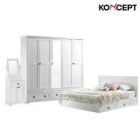 ราคา Koncept Furniture ชุดห้องนอนขนาด 5 ฟุต รุ่น Melona สีขาว (1729579981942982906)