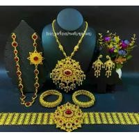 ราคา ชุดเซ็ทเครื่องประดับชุดไทยสีทอง (1729573619078367767)