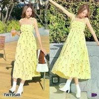 ราคา Garden Clothes ชุดเดรส เดรสยาว อกจีบ ลายดอก หลังสม็อค .. สีเหลือง (1732225659366509247)