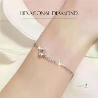ราคา ของแท้ 100% GLAMORสร้อยข้อมือเพชร Hexgonal Diamond สร้อยข้อมือเงินแท้ สร้อยข้อมือผู้หญิง กำไลข้อมือเงินแท้ (1732076726882437056)