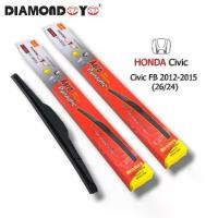 ราคา ใบปัดน้ำฝน ก้านใบปัดน้ำฝน สำหรับ Honda Civic FB ปี2012-2015ขนาด 24/26 (DIAMOND EYE) กล่องแดง (1732117299936658698)