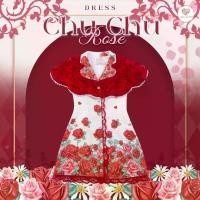 ราคา (มี 2XL) Maria Diamond สีแดง Chu Chu Rose Dress เดรสสั้นพิมพฺลายดอกไม้ ตัวอกผ้าตาข่ายดอกไม้ 3D แขนตุ๊กตาสั้น มีปก ติดกระดุมหน้า มีซับใน/ยาว32/.5ข้าม (1731488357539547327)