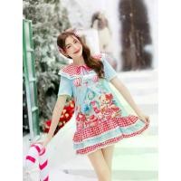 ราคา (มี 3XL) Maria Diamond สีฟ้า Up to Sky Dress เดรสสั้นทรงปล่อยพิมพ์ลาย แขนสั้นทรงปล่อย มีปกสีแดงลายสก็อต แต่งดีเทลโบว์ปลายแต่งปอมปอม ปลายกระโปรงแต่งระบาย มีซับ ใส่ซิปหลัง /ยาว32 /1นิ้วลงเดิม (173124596