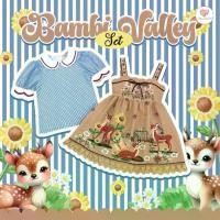 ราคา (มี2XL) Maria Diamond สีน้ำตาล Bambi Valley Set เซ็ต 2ชิ้น เสื้อยาว22 เดรสยาว33 จุด5ลงเดิมได้ เสื้อเชิ้ตลายริ้วสีฟ้าปกคอบัว + เอี๊ยมเดรสพิมพ์ลาย ผ้าเปเป้เนื้อนิ่ม โทนสีสดใส มีซับใน (173055832772788451