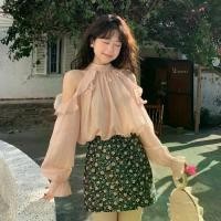 ราคา เสื้อแขนยาว เว้าไหล่ สีชมพู,สีม่วง ผ้าคอตตอนลินินทรงคอปีน เเต่งดอกไม้ 3 มิติ (BD-Pink,Purpleเว้าไหล่Flower) (1731324605287073464)