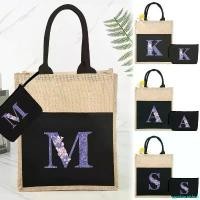 ราคา pyroboratshop Valentine's Day Gifts for Your Loved One ผลิตภัณฑ์ขายร้อน กระเป๋าผ้ากระสอบถุงเครื่องสำอางชุด Tote Bag Set Purple flower Design (1731839727786035942)