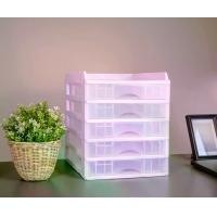 ราคา ตู้ลิ้นชัก 5 ชั้น พร้อมถาดบน สีม่วงพาสเทล Organizer with upper tray Purple Pastel color A-109-1 Box ถัง (1729958126982171616)