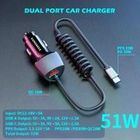 ราคา ที่ชาร์จแบตในรถ USB C, ซันเดย์, 51W, ซุปเปอร์เร็ว, รองรับ PD และ QC3.0, สายไขลานชนิด C, 30W, เหมาะสำหรับ Samsung Galaxy, Google Pixel, Moto, LG, Android และ iPad Pro, 152.4 ซม. (1731887424542311619)
