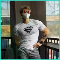 ราคา colonishop ความคงทน Superman Pattern Men T-Shirt Gym Sports Summer Quick Dry Short Sleeve T-Shirt Outdoor Men Bodybuilding Fitness T-Shirts ออกกำลังกาย กีฬา เสื้อ (1730796891392150506)