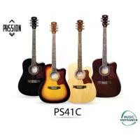ราคา Passion กีต้าร์โปร่ง 41 นิ้ว Acoustic Guitar รุ่น PS-41C กีตาร์ โปร่ง PS41C คอเว้า พร้อมกระเป๋า ปิ๊ก คาโป้ (1729595603780864049)