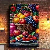 ราคา ตะกร้าผลไม้ ภาพวาดสีน้ำมัน ดีไซน์สตรอเบอร์รี่ สีส้ม แอปเปิ้ล องุ่น และผลไม้น้ำผึ้ง 1 ชิ้น กรอบไม้สนแข็ง 30.0x45.01 ซม. เหมาะสำหรับห้องนั่งเล่น ห้องรับประทานอาหาร ตกแต่งบาร์ ภาพเห (1731949956133258286)