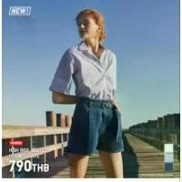 ราคา เสื้อเชิ้ตมีปกแขนสั้น uniqlo(แท้)ตัดป้าย ผ้าcotton ลายขาวฟ้า สปอตสินค้า (1731773295784921083)