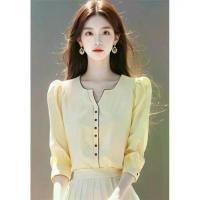 ราคา เสื้อเชิ้ตแขนพัฟสีเหลือง, คอลเลกชันฤดูใ ต้อง ร้านนี้ uniqlo premium linen เสื้อเชิ้ต โบว์ หลัง ลาย ดอก เสื้อ ครอปลาย ลูกไม้ เสื้อ ทรง ผู้ดี หรู ครอป ยีนส์ (1732181704062634303)